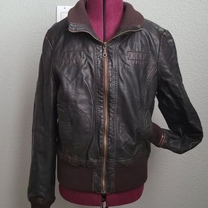 Faux leather bomber jacket